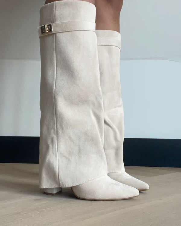 SUEDE BOOTS — CREAM