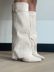 SUEDE BOOTS — CREAM