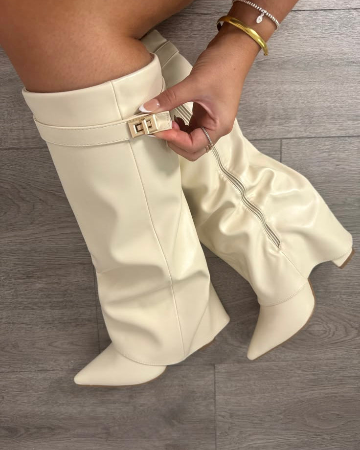 LEATHER BOOTS — WHITE