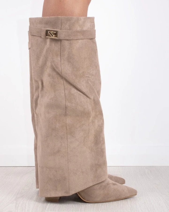 SUEDE BOOTS — BEIGE